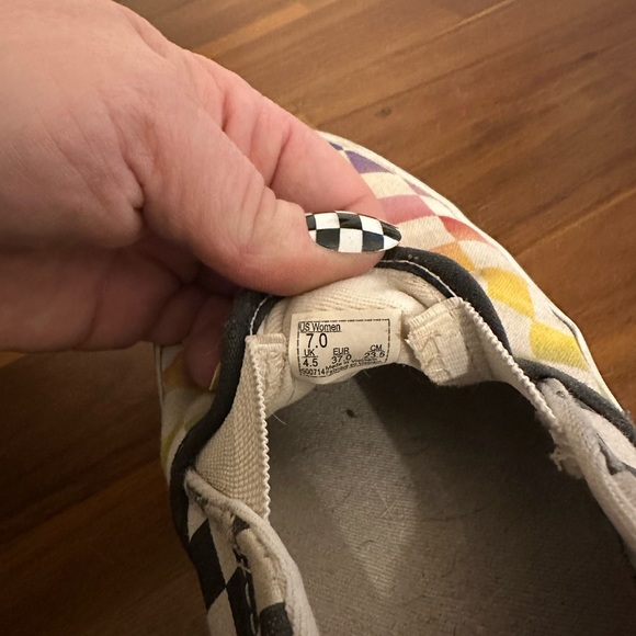 Vans Black and White Checkered Slip-On Sneakers - Picture 5 of 5